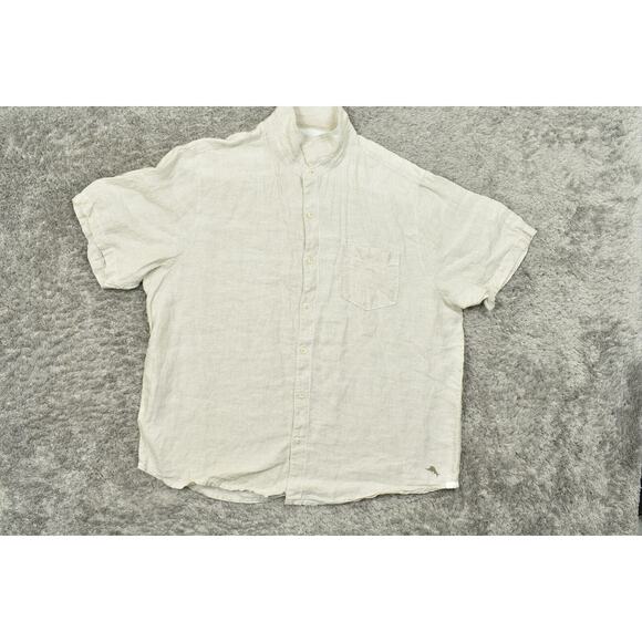 Tommy Bahama 2XL Linen Short Sleeve Button-Up Shirt Beige - Picture 2 of 8